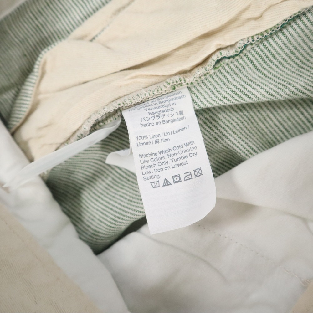 J.Crew Linen Shorts Mens 32 Green 9" Inseam Striped Summer Beach Preppy Chino - Picture 6 of 6